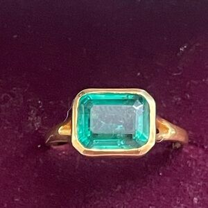 Genuine Zambia Emerald in 14 karat gold ring